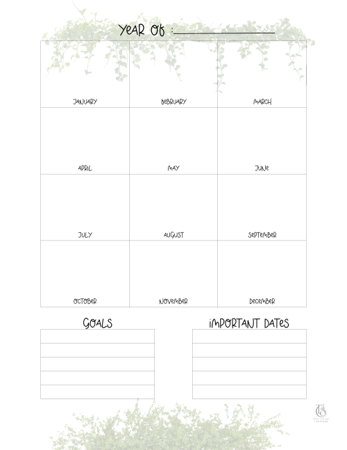 Preview of personal planner pages.