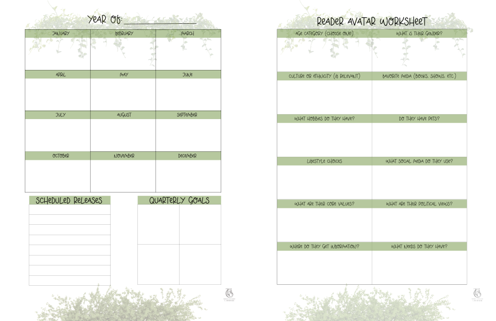 Planner example pages.